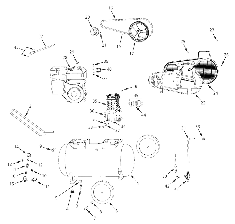 Air-Compressor Parts Diagram and Parts List for 4B220D  Campbell Hausfeld Compressor